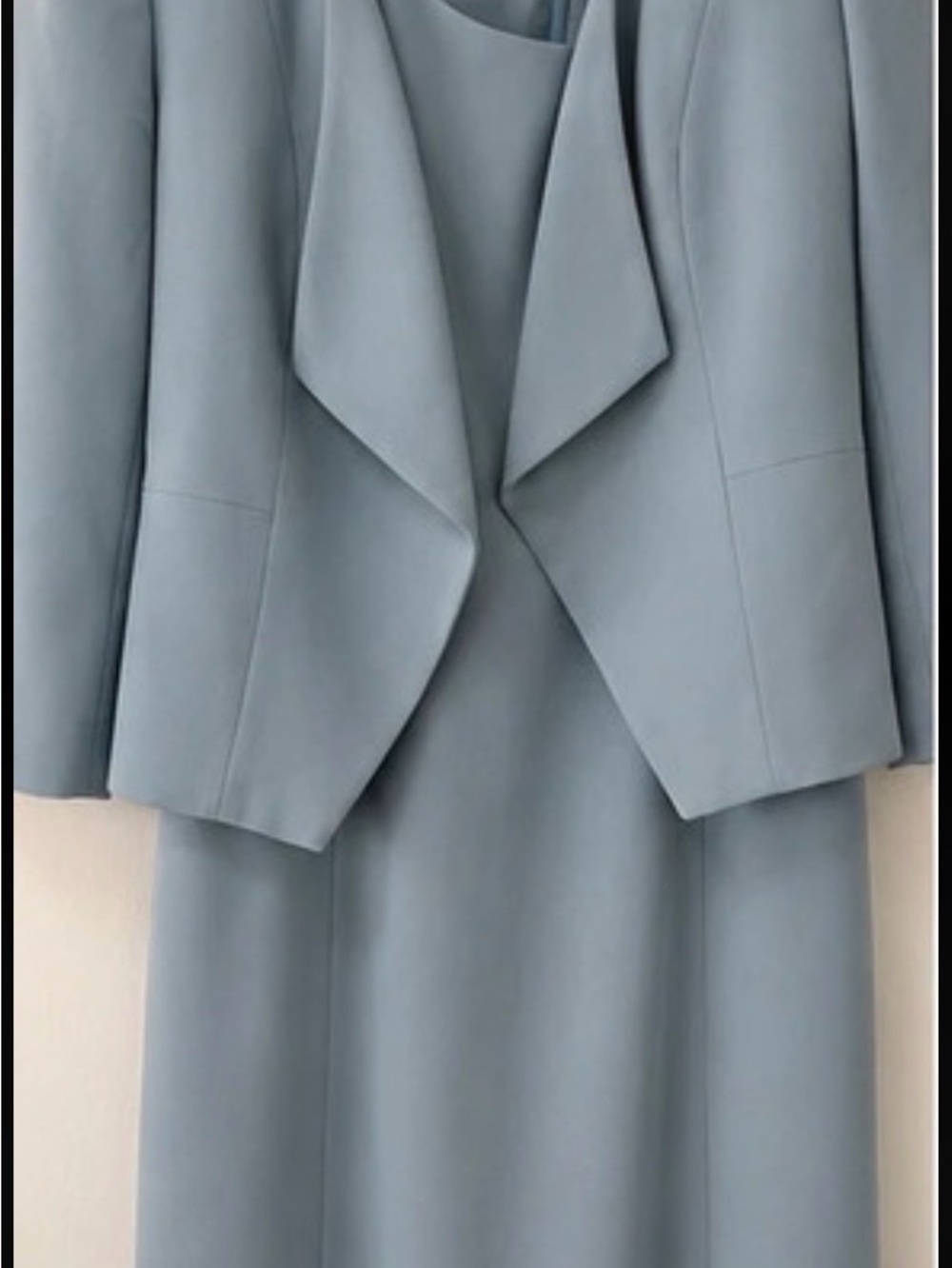 Tahari Light Blue Draped Blazer and Skirt Set
